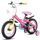 STITCH MACARONS 14 inch kids bike for 3-5 girls, 14 inch girls bike with stablisers and basket,pink - Image 7