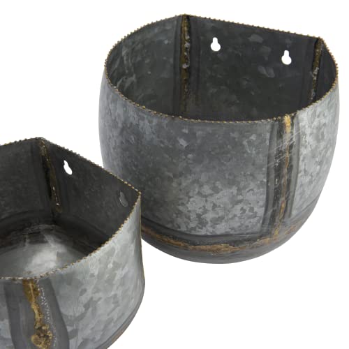Creative Co-Op Modern Galvanized Metal Wall Planters With Line Design, Set Of 2 Sizes, Silver And Gold #TOP6