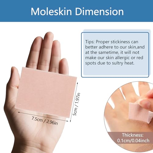 Image of 50 Sheets Moleskin Padding, Mole Skin for Feet Adhesive Pads, Moleskin for Blisters Prevention, Mole Skin Tape for Boots Hiking Reduce Friction Pain