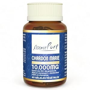 Chardon Marie 10000mg Essence Pure | 80% Silymarine (320mg) et Choline (200mg) | Detox Foie | Sans Métaux Toxiques, Sans Allergènes, Sans OGM | 40 Gélules Végétales | Api-Nature