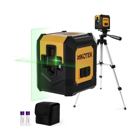 Kreuzlinienlaser mit Stativ, NIKOTEK Laser Wasserwaage (Vertikale/Horizontale Laser, IP54, 2 x AA Batteriem, Schutztasche, 1 x Stativ), Für Baustellen/Inneneinrichtung/DIY