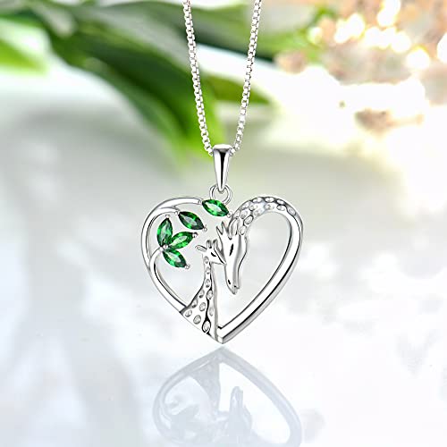 STARCHENIE Giraffe Necklace 925 Sterling Silver Heart Pendant Animal Jewelry for Women4