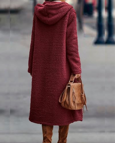 Ladies Cozy Winter Teddy Bear Long Coats for Women 2024 Fashion Oversized Jacket Fuzzy Fleece Faux Fur Sherpa3