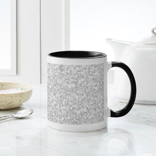 Taza de cerámica 11 oz color blanco y negro miniatura 6