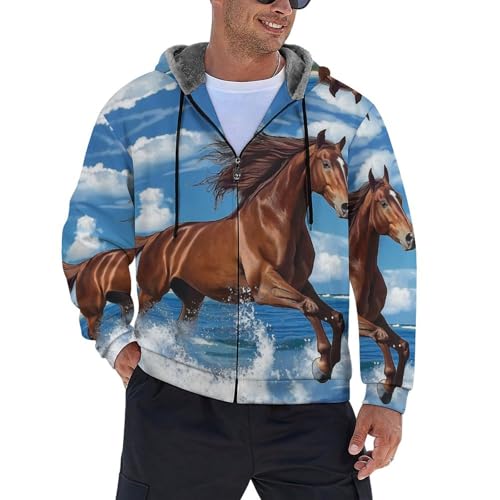 Chaqueta polar de hombre con cremallera completa chaqueta marron con bolsillos