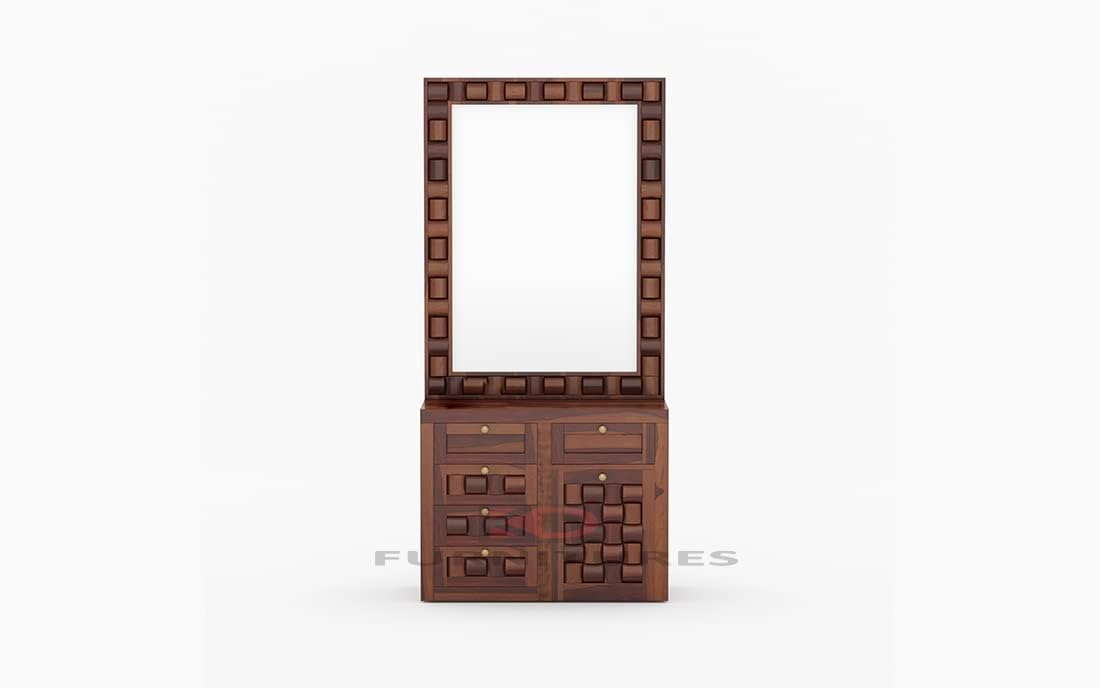 Credenza Solid Wood Dressing Table || Beautiful Dressing Table Organizer || Dressing Table Stool || Dressing Table with Mirror and Storage || Home Furniture || Brown-picture-15