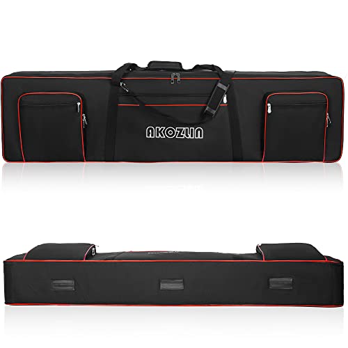 Akozlin 88 Keys Electric Piano Keyboard Gig Bag With Adjustable Straps And 5-Pocket For Keyboard Accessaries,Slim 88 Key Keyboard Case Interior:54.1"X13.18"X6.69" #TOP1