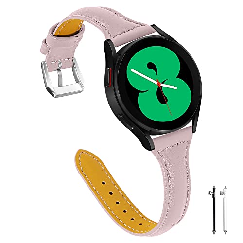 Aliwisdom bracelet de Montre Cuir 20mm pour Montre connectée, Smartwatch bracelet universelle Cuir Véritable Bracelets de rechange de à libération Rapide pour Femme (20 mm, Rose) Cover