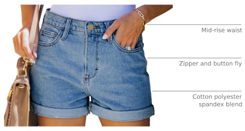 Image of onlypuff Womens Jean Short Cut Off Denim Shorts High Waist Ripped Distressed Stretchy
