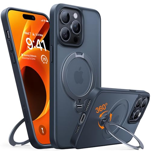 Coque iPhone 15 Pro anti-chute et anti-traces avec support rotatif 360
