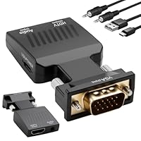 Solryn VGA auf HDMI Adapter mit Audio, VGA Stecker zu HDMI Buchse Adapter für Alter PC zu TV Monitor, Konverter mit 3,5mm Kabel Micro USB Kabel, 1080P Converter für Ältere Laptop/Beamer/Projector