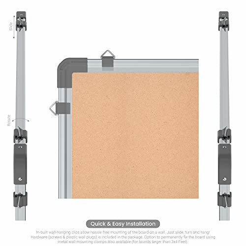 Image of Scholar Art Metis 1.5x2 Feet Cork Board for Study Room & Wall | High Strength Natural Cork + High Density Soft Board for Pinning Photos, Sticky Notes & Reminders