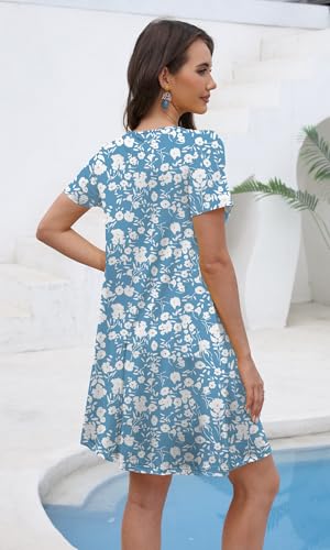 Image of COSSEN Women's Summer 2026 Casual Tshirt Dress Crew Neck Short Sleeve with Pockets Flowy Loose Swing A-Line Sundress