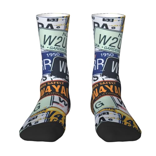 DDSFvbv Calcetines deportivos unisex con diseño de placa de matrícula, para hombre y mujer, transpirables, el mejor regalo, blanco, Altoa única