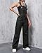 Womens Overalls Demin Wide Leg Cargo jumpsuit Loose Fit Bib Baggy Jean Overalls Adjustable Straps for Women Black XL.