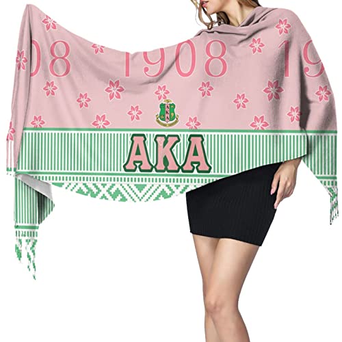 AKA Scarf Womens Summer Pashmina Shawl Wrap Soft Cozy Sorority Gift Scarves for Women Black One Size3