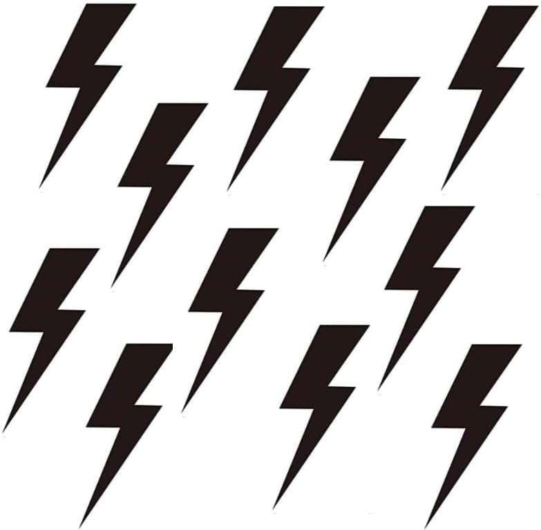 48 PCS Black Lightning Bolt Decals for Wall or Cars, Lightning Bolt Stickers for Wall, Lightning Bolt Wallpaper Decor