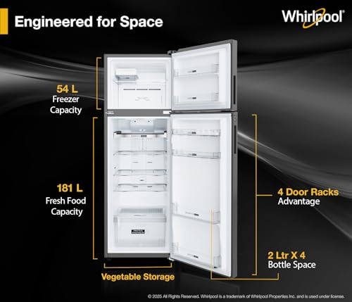 Image of Whirlpool 308 L 3 Star Frost Free Inverter Double Door Refrigerator (IF INV ELT DF355 LUNAR STEEL (3S)-Y, 2026 Model)
