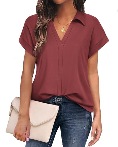 Gaharu Damen Oberteile, Tunika Shirt Damen Elegant Kurzarm Oberteile für...