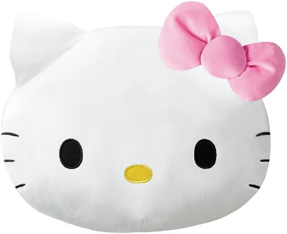Sanrio Original Hello Kitty Face Shaped Cushion Pillow 10.23 x 12.99 x 5.9 Inches Japan Import with Kanji Love Sticker Original Package