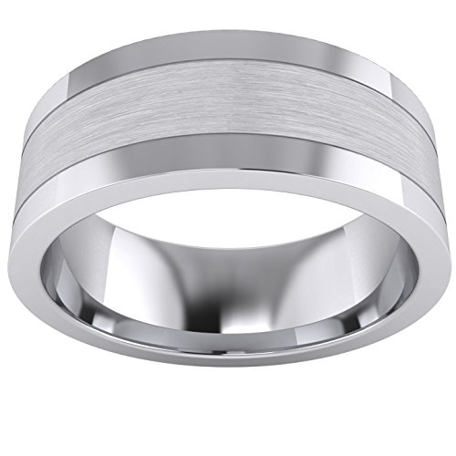 Heavy Solid Sterling Silver 8mm Flat Court Shape Brushed Center Polished Sides Mens Ring Wedding Band2