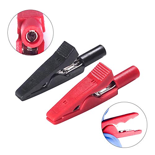 Image of can Connect 2mm Banana Jack Test Probe & 2mm Banana Plug 10pcs Full Insulated Safety Mini Test Alligator Clips Crocodile Clamps Jaws for Electrical Laboratory Measuring red Black