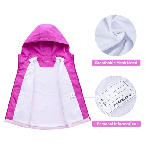 Image of MGEOY Kids Rain Jackets Waterproof with Hood Lightweight Rain Coats for Girls Boys