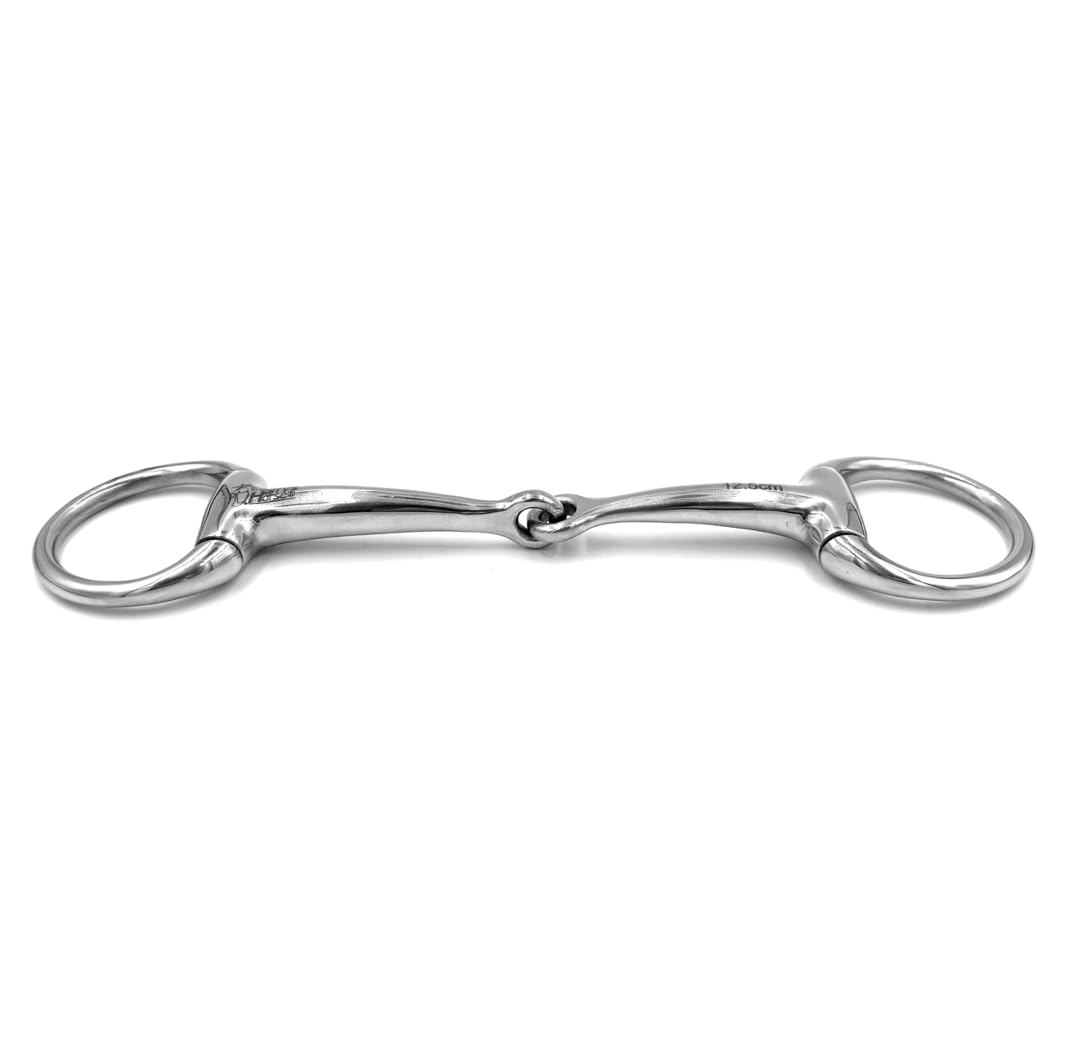 ES0005 Gebiss Olivenkopfgebiss Olivenkopftrense Einfach Gebrochen aus Edelstahl Ringdurchmesser 45 mm Gebissstärke 13 mm (10 cm)