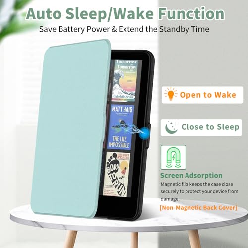 Sonlaryin Hülle für 7″ Kindle Colorsoft Signature Edition 1. Gen & Kindle Paperwhite Kids & Signature Edition (12. Gen, 2024), PU-Lederhülle mit Auto Sleep/Wake, Nicht für Kobo Remarkable -Agavengrün