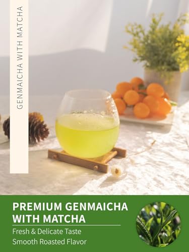 Image of TeeLux Genmaicha Tea Bags, Sencha Green Tea with Brown Rice & Matcha, 60ct