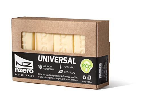 NZERO – Organic Universal Wax Bars for Skis and Snowboards | Pack Eco 4x 50g | Natural ECO Wax for all types of snow, White 5C/-5C