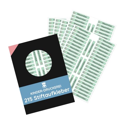 215 Stück personalisierte Stiftaufkleber Stiftetiketten 40x6 mm - Namensaufkleber mini/sehr klein - Aufkleber für Stifte Buntstifte Füller/Wasserfest/Kratzfest (Grün Set 215 Stück)