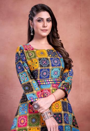 Image of Floral Print Cotton Kurta and Dhoti Set for Women Designer