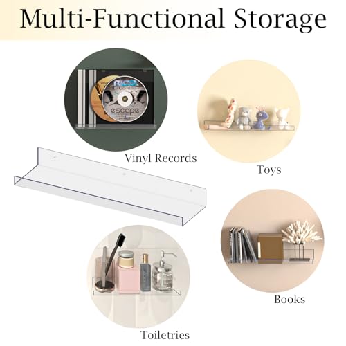 Save on RLAVBL 6 Pack Acrylic Floating Shelves with Code QZDU4IMP