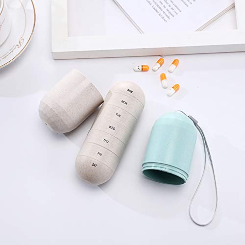 Caixa de comprimidos Blusea Weekly Pill Organizer, Viagem 7 dias Capa de comprimidos de fibra de grã