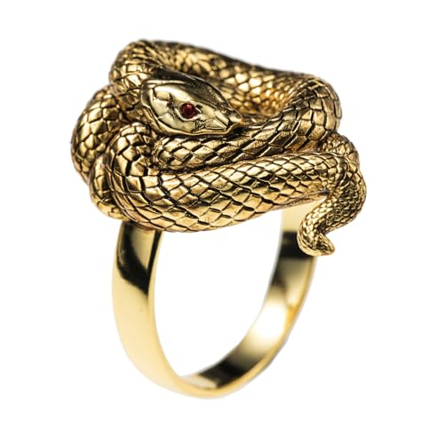 Bague Serpent Or Dark Souls III Starforged en métal et agate
