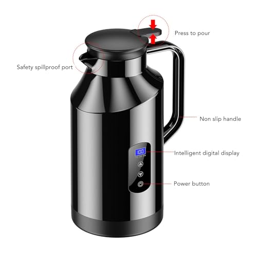 Hervidor eléctrico portátil para auto 1500ml acero inox miniatura 6