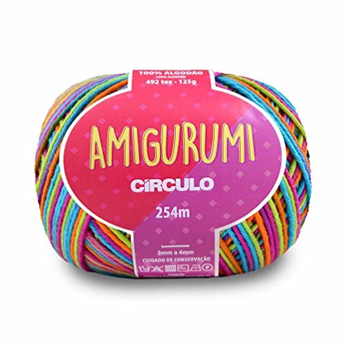 Linha para Crochê ou Tricô Colorido Fio Amigurumi 254m 100% Algod...