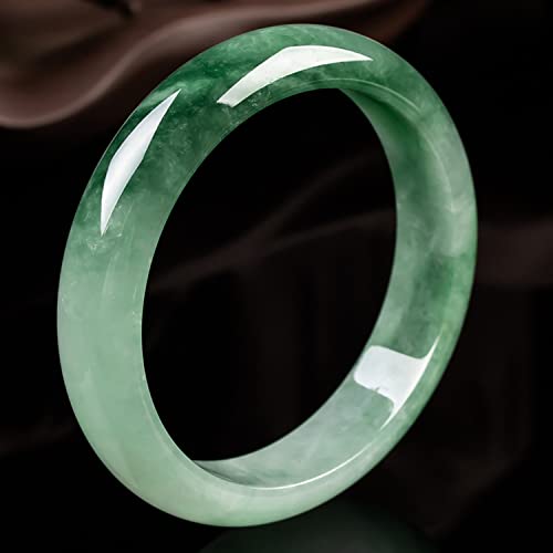 Natural Green Jade Bangle Bracelet for Women Girls with Certificate Jade Handmade Luck Bracelets Bangles with Jewelry Box,55-56mm