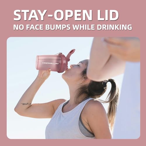 CREAWELLAY 2 Pack Shaker Bottles for Protein Mixes, 17 oz Small Protein Shaker Bottle with Handle, Gym Shaker Cups with Blending Ball for Pre Workout, BPA-Free & Dishwasher Safe (Black, Pink) by CREAWELLAY - Image 5
