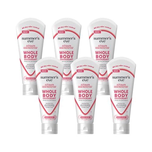 Summer’s Eve Ultimate Odor Protection Whole Body Deodorant Cream, Blissful Escape, Aluminum Free, All Day Odor Control, Invisible Cream, 3 Ounce (Pack of 6)