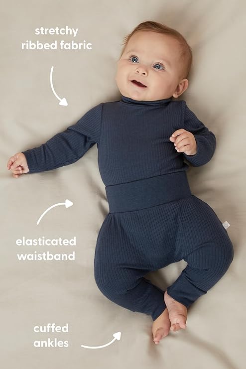 MORI Baby Premium Stretchy Ribbed Joggers - Comfortable Fit Breathable Everyday Pants - Elastic Waist Bottoms for Toddlers2