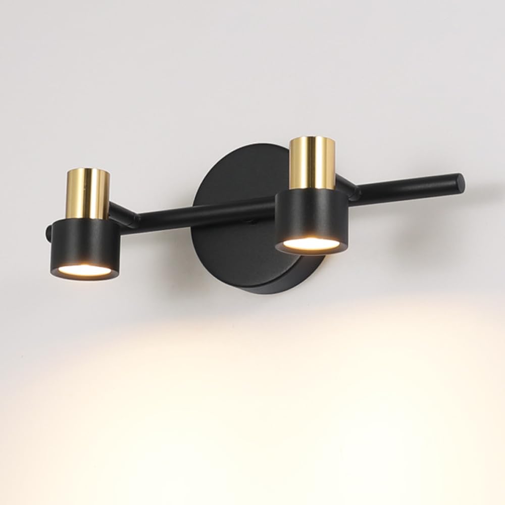 Iluminación para tocador moderno con apliques de pared de metal negro
