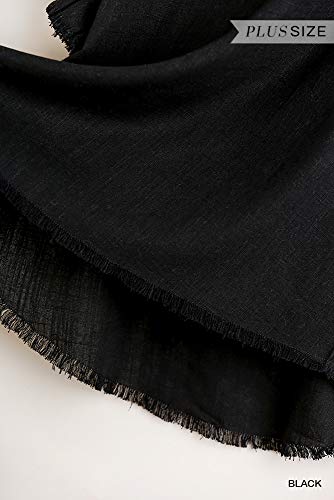 Umgee Women's Ruffle Sleeve Frayed Hem Top (X-Large, Black) #TOP1