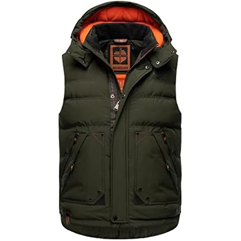 STONE HARBOUR Herren Steppweste mit Abnehmbarer Kapuze Egoor Olive Gr. L Cover