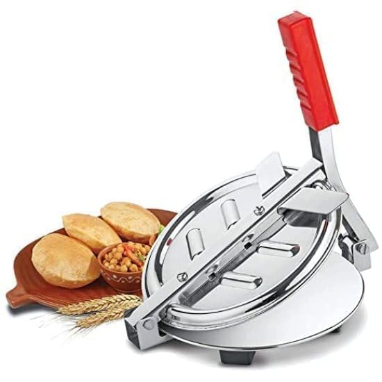 Stainless Steel Puri Press Chapati Maker | Heavy Duty Manual Puri Maker Machine with Anti-Skid Base & Non-Slip Handle | Roti, Chapati, Papad, Khakhra Dough Press for Home Kitchen-image-47