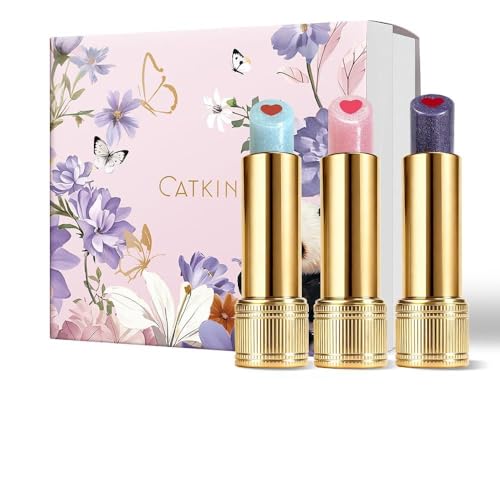 CATKIN 2 in 1 Pintalabios y Balsamo Labial, Bálsamo Labial Hidratante Con Color, Brillo de Labios, Bálsamo Voluminizador, Protector y Reparador Labial, Ingredientes Naturales, 3.6g, 3pcs Gift Box