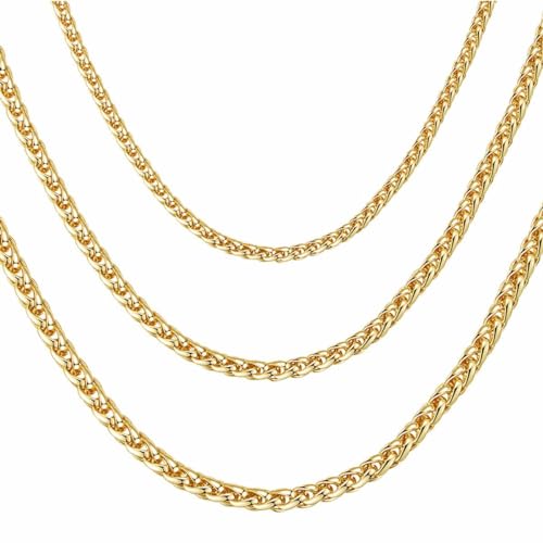 Chaîne torsadée en or plaqué 24k DJADEE maille corde imperméable 3 4 5 mm