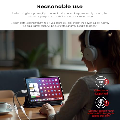 MOGOOD 60W USB C Splitter Cable, 2-in-1 USB-C Male to Dual USB-C Female Charge While Using Headphones,SSD,DAC,or Controller – Works with Steam Deck, Quest 3, iPad Pro, Samsung Galaxy, Pixel 7/8,Switch by MOGOOD - Used condition - Image 3