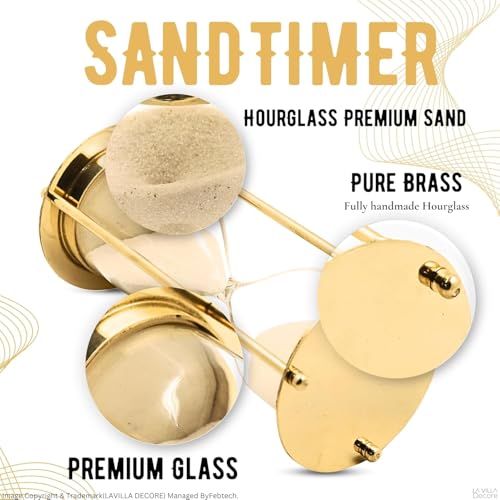 Image of Sand Timer Vintage Hourglass for Home Decor, Office Desk, and Gift - Classic 5-Minute Sand Clock with Durable Glass and Gold Finish